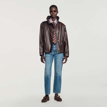 Joghen Oversized leather jacket Brown