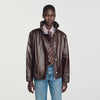 Joghen Oversized leather jacket Brown