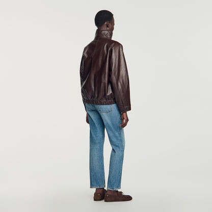 Joghen Oversized leather jacket Brown
