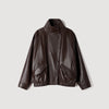Joghen Oversized leather jacket Brown