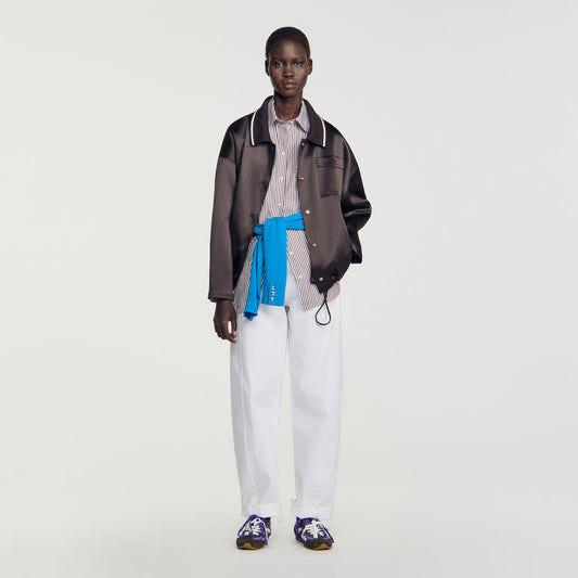 Quinn Satin-look jacket with polo collar Brown