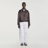 Quinn Satin-look jacket with polo collar Brown