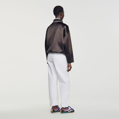 Quinn Satin-look jacket with polo collar Brown
