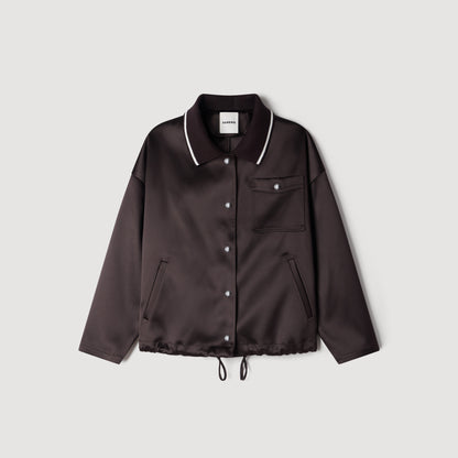 Quinn Satin-look jacket with polo collar Brown