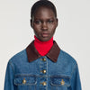 Benjamin Denim jacket with leather collar Blue Jean