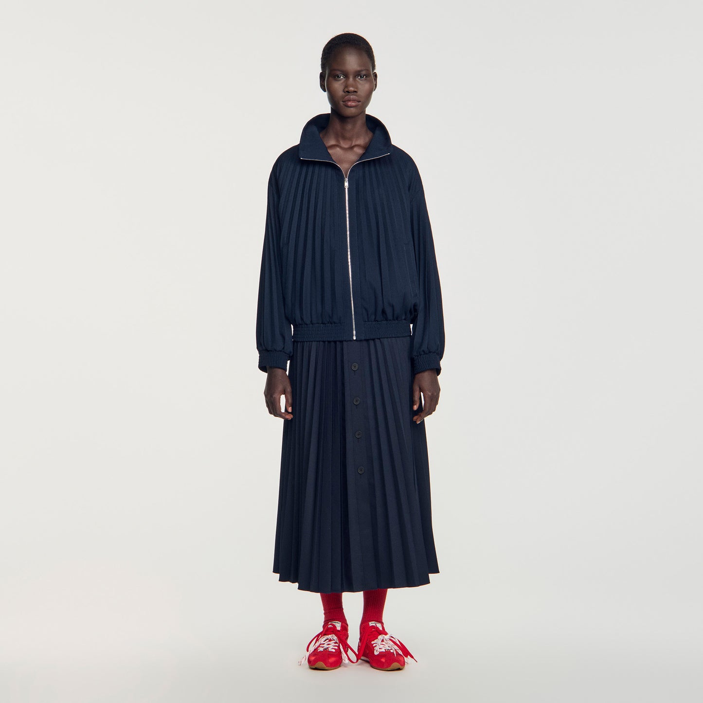 Indigo Pleated jacket Navy Blue