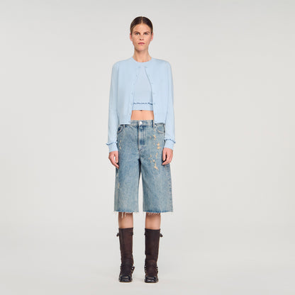 Emile Ruffled Cardigan Sky Blue