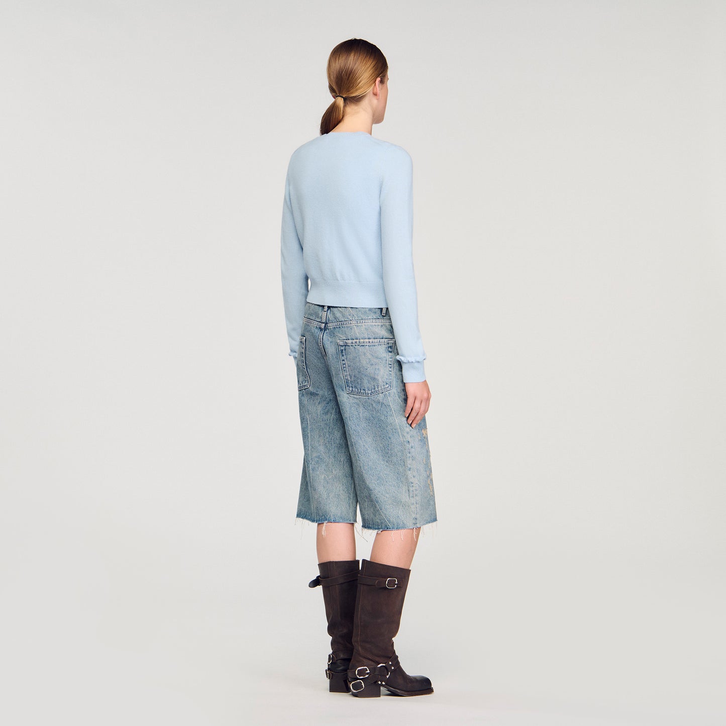 Emile Ruffled Cardigan Sky Blue