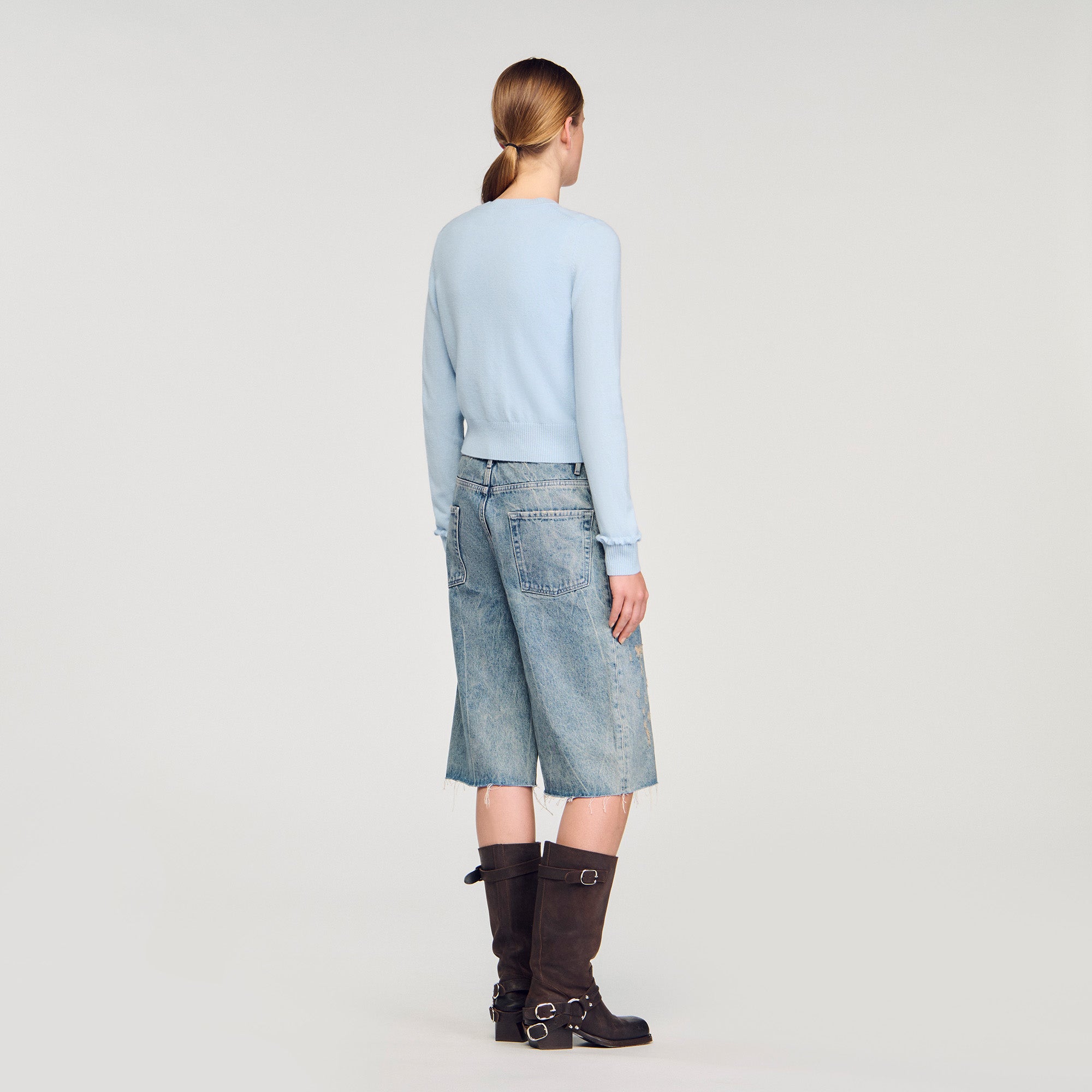 Emile Ruffled Cardigan Sky Blue