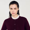 Knit Cardigan With Ruffled Collar Bordeaux