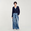 Cardigan With Denim Details Navy Blue