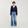 Cardigan With Denim Details Navy Blue