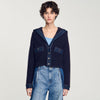 Cardigan With Denim Details Navy Blue