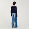 Cardigan With Denim Details Navy Blue