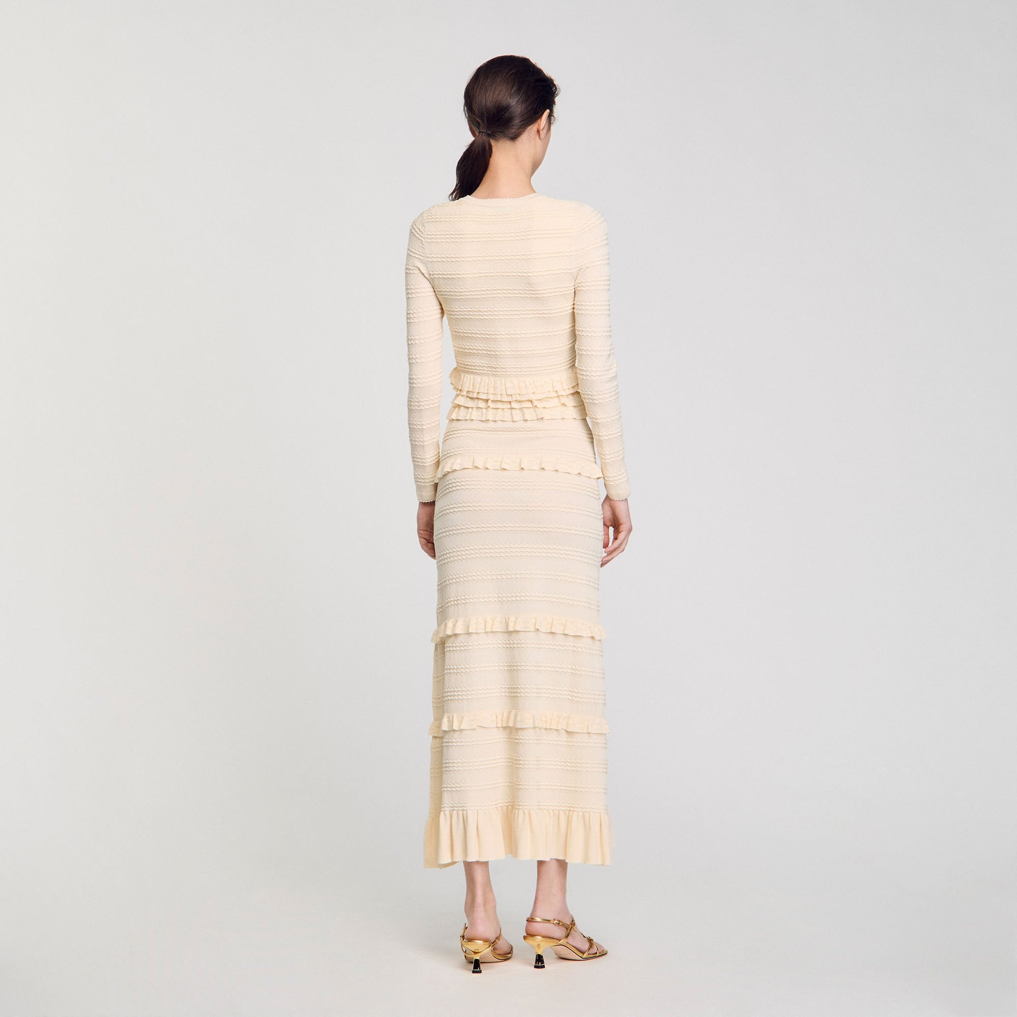 Saphir Ruffled Cardigan Ecru