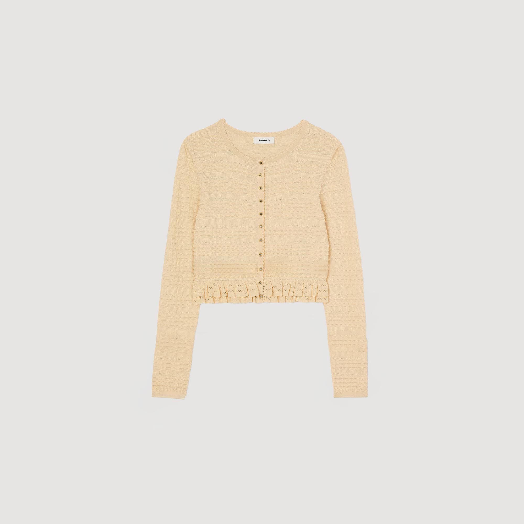 Saphir Ruffled Cardigan Ecru