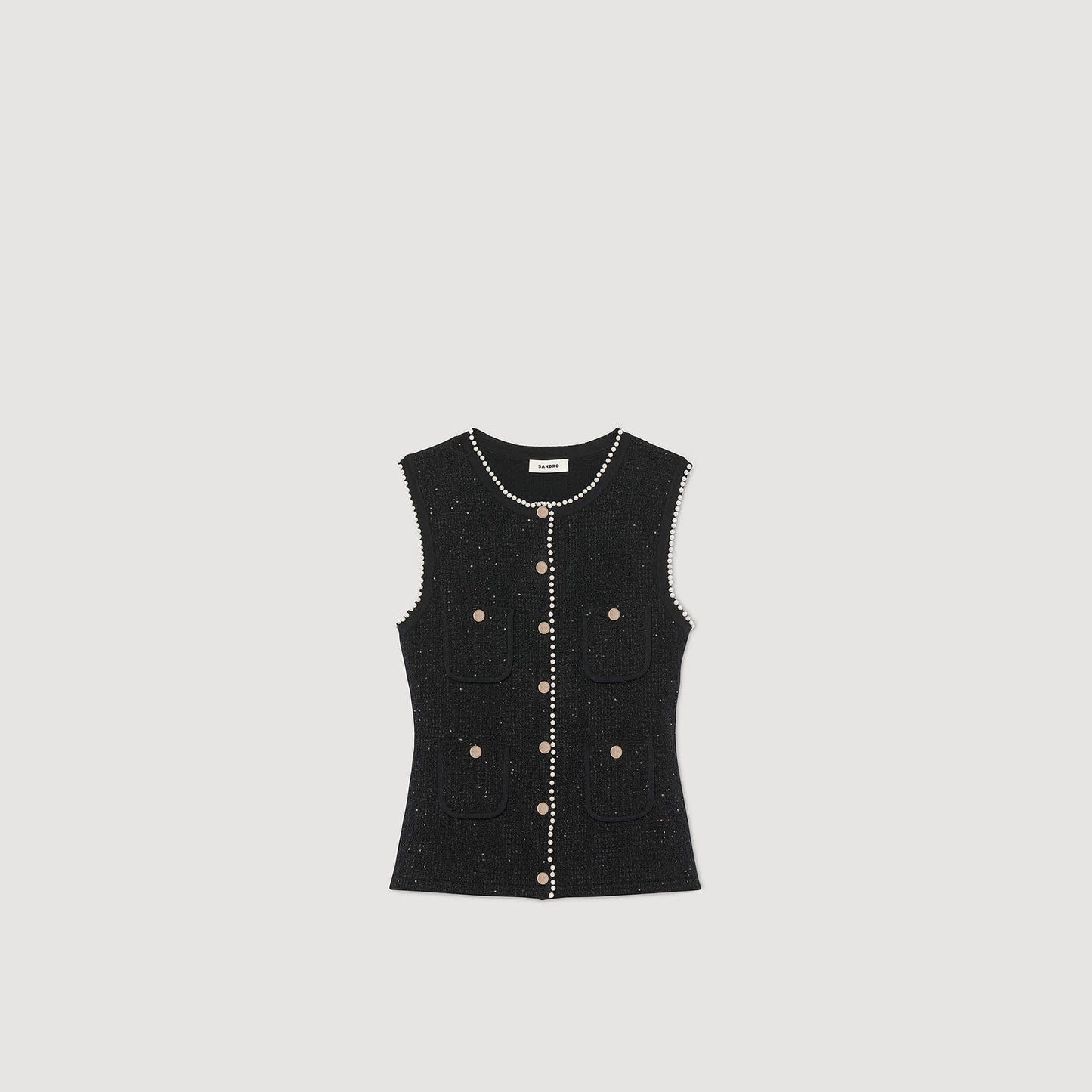 Henria Decorative Tweed Waistcoat Black