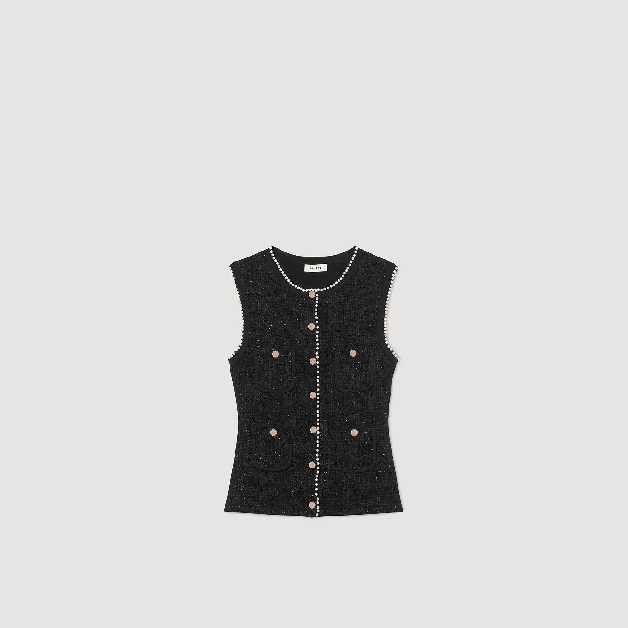 Henria Decorative Tweed Waistcoat Black