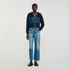 Adriane Knit And Denim Sweatshirt Navy Blue