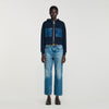 Adriane Knit And Denim Sweatshirt Navy Blue