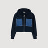 Adriane Knit And Denim Sweatshirt Navy Blue