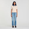 Mado Cardigan with denim collar Beige