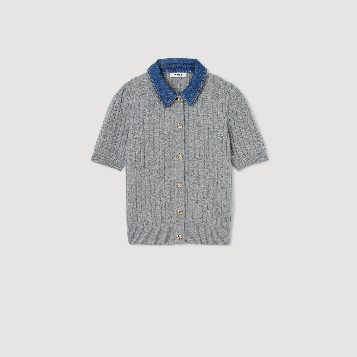 Mado Cardigan With Denim Collar Grey