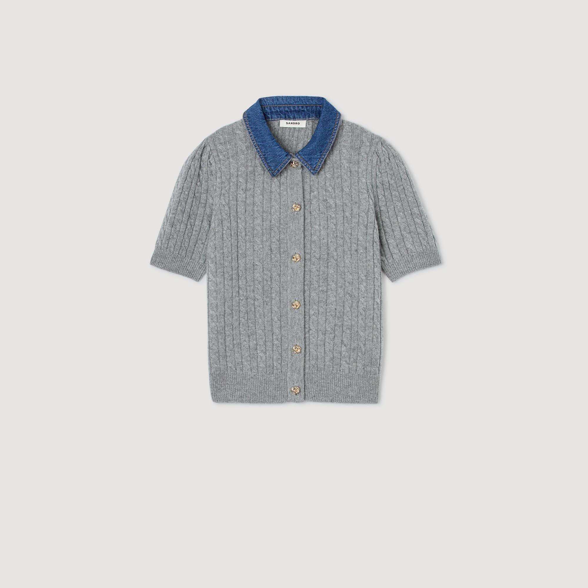 Mado Cardigan With Denim Collar Grey