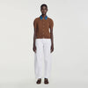 Mado Cardigan with denim collar Brown