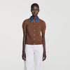 Mado Cardigan with denim collar Brown