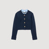 Meunie Cardigan With Ruffle Collar Navy Blue