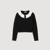 Roman Cardigan With Contrast Collar Black