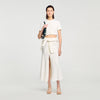 Nice Cropped Pointelle Knit Cardigan Ecru