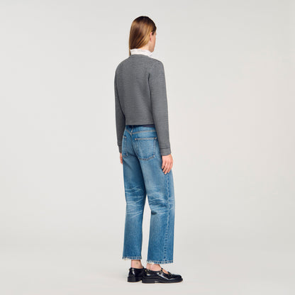 Meuna Cardigan With Ruffle Collar Grey