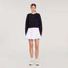 Meuna Cardigan with removable ruffle collar Brown