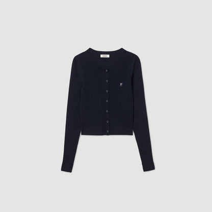 Magdaleina Fine Knit Cardigan Navy Blue