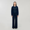 Alexandre Cardigan With Denim Details Navy Blue