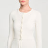 Bello Cropped Rib Knit Cardigan Ecru