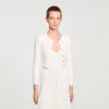 Bello Cropped Rib Knit Cardigan Ecru