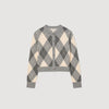 Euryane Argyle Pattern Cardigan Grey