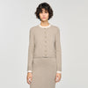 Eleome Cardigan With Contrast Collar Taupe