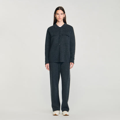 Vava Long Rhinestone Cardigan Charcoal Grey