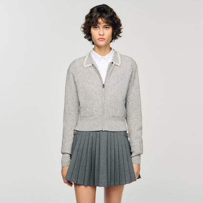 Ameo Cardigan With Beaded Collar Grey