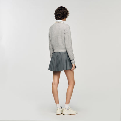 Ameo Cardigan With Beaded Collar Grey