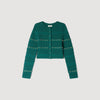 Laneo Pearl Textured Knit Cardigan Dark Green