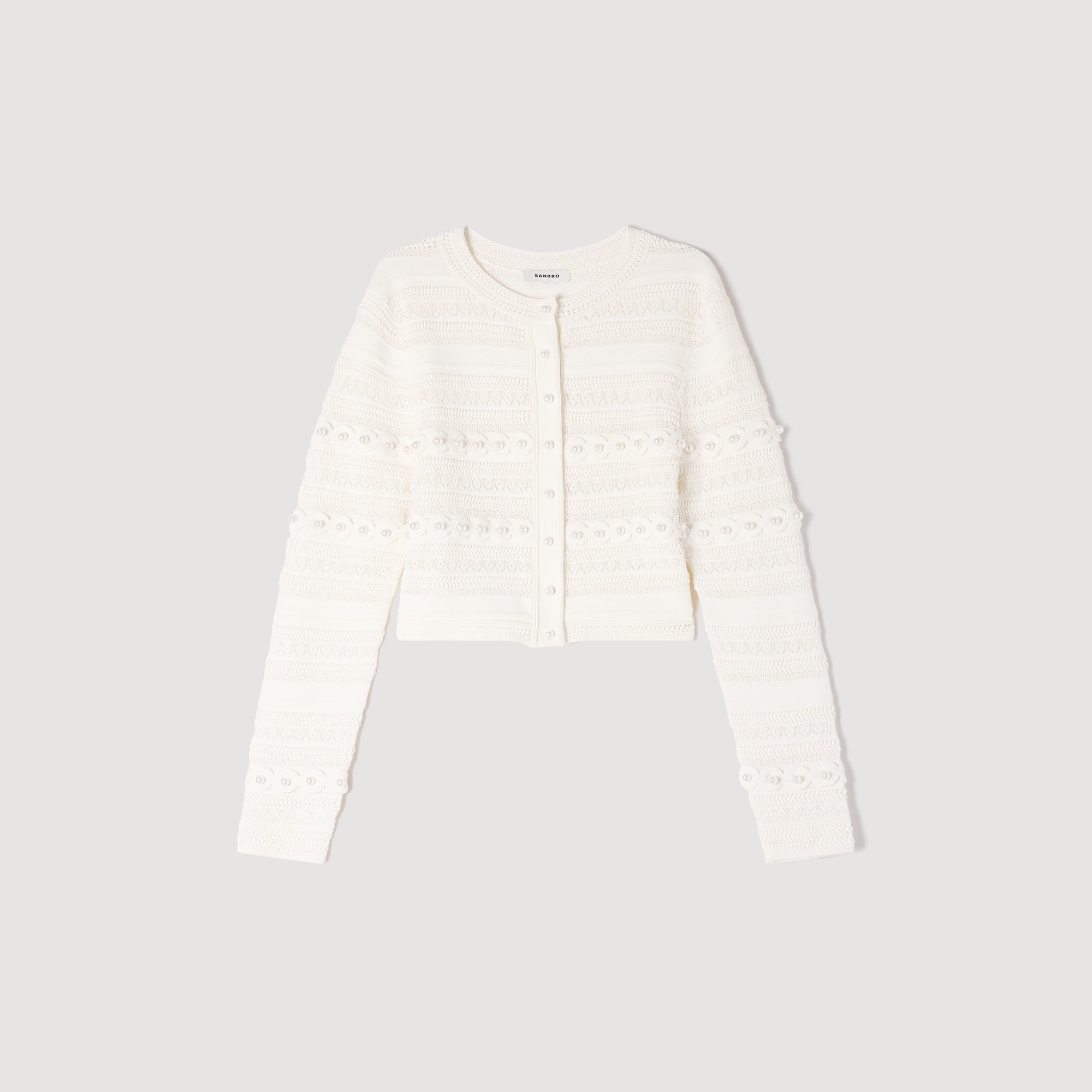 Laneo Pearl Textured Knit Cardigan Cream