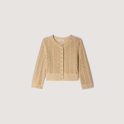 Lisane Cropped rhinestone knit cardigan Vanilla