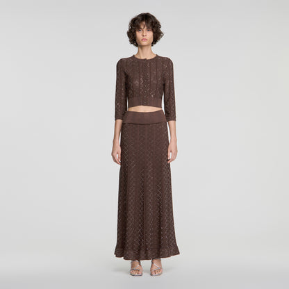Lisane Cropped rhinestone cardigan Brown