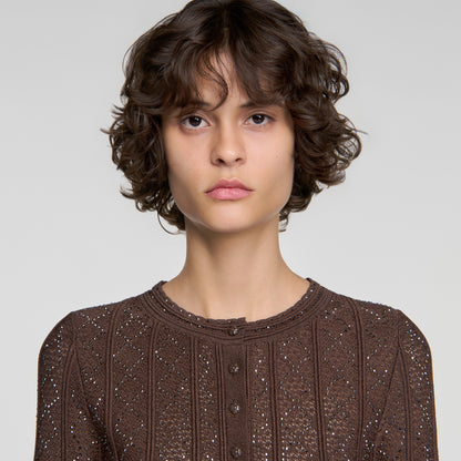 Lisane Cropped rhinestone cardigan Brown