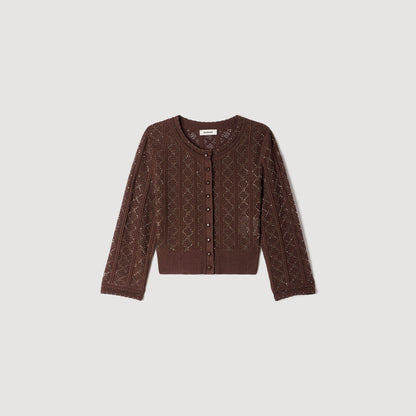Lisane Cropped rhinestone cardigan Brown